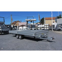 Remorque plateau - Humbaur HT 256121 - 2 essieux, roues dessous, ridelles alu, 6100x2100 mm