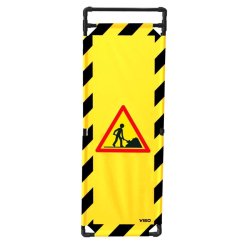 Barrière d'intervention 1 panneau PVC ou Inox 304 - H. 1 000 ou 1 800 mm, polyester velcro - Chantier / 1800 / PVC