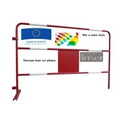 Barrière de chantier 1.5x1m - plaque centrale personnalisée avec logo - tube 25mm - marque VBMateriel