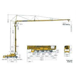 Grue automotrice de construction MK 88 Liebherr - 4 essieux - Flèche de 45 m - Hauteur sous crochet 59,1 m