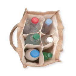 Sac réutilisable en fibre de jute naturel 280g/m2 - 6 compartiments - LE VIN