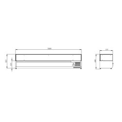 Vitrine réfrigérée à poser THV1800/330 - 1800 x 335 x 435 mm, capacité 8 bacs GN1/4, température +2°+8°C