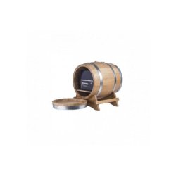 Fût en chêne pour Bag in Box 3L - finition artisanale avec cerclage galvanisé et marquage laser