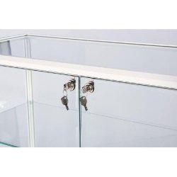 Vitrine cadre alu blanc 100x40x110cm - tablettes réglables - serrure incluse