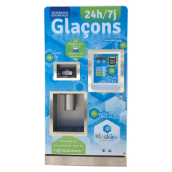 Distributeur professionnelle et automatique de glaçon en cube - équipé de monnayeur - Kiosk'Ice