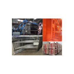 Barrière de chantier rouge avec bandes blanches - plaque centrale 33x33cm - 1,5m x 1m - tube 28mm - BAR28C - marque VBMateriel