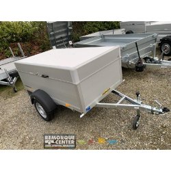 Remorque HUMBAUR aluminium PTAC 750 Kg non-freiné 2100*1100*350 mm + Capot sécurisé étanche - Reference HA752111 FS + CAP