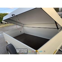 Remorque aluminium Humbaur - 251 x 133 cm - ridelle de 500 mm et capot sécurisé - 1 essieu non freiné - PTAC : 750 kg - Référence HA752513-5 + CAP