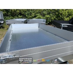 Remorque Benne SARIS - K1356 - 356 x 184 cm - PTAC : 2700 kg - 2 Essieux - Freinée - Pompe MANUELLE - Transport de matériaux lourds