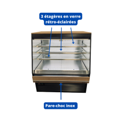 Vitrine réfrigérée semi-verticale MILANO BIO - EORI-SV-B-130 et EORI-SV-B-200, 3 étagères vitrées rétroéclairées, -1°C à +7°C, EUROVITRINE
