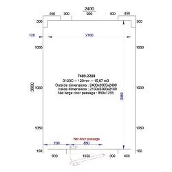 Chambre froide positive/négative 2400x3600x2400 - 120mm Pro Line Combisteel