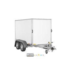 Remorque fourgon en bois SARIS - GO 255 132 2000 2 - 2 essieux roues extérieures - PTAC : 2000 Kg - 255 x 132 x H150 cm - Reference SARIS_FOURGON_DV2000