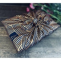 Furoshiki Sillage bleu nuit/or rose réutilisable 55x55 cm
