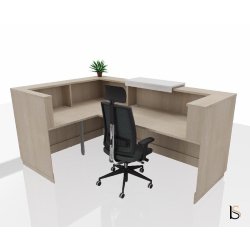 Banque d'accueil d'angle Delta Plus avec réhausse - Mobel Linea - 184, Blanc mat, Droite