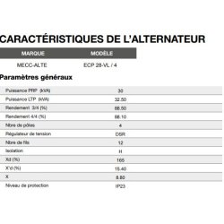 (IK-030) Groupe électrogène industriel 27kVA PRP / 30kVA LTP - Inmesol - Puissance de secours 30 kVA - Moteur Kohler - Alternateur Mecc-Alte
