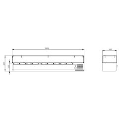 Vitrine réfrigérée à poser THV2000/380 - 2000 x 395 x 435 mm, capacité 9 bacs GN1/3