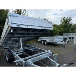 Remorque Tri-benne SARIS HEAVY DUTY - 406 x 204 cm - PTAC : 3500 kg - 2 Essieux - Freinée - Pompe Electrique - Référence K3 406 204 3500 2 HD E