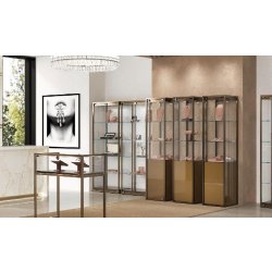 Vitrine haute bronze anodique avec rangement occulté - verre trempé sécurit - L 95 P 45 H 190 cm - STM95VR-BR