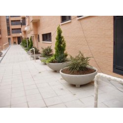 Jardinière Bol en béton cylindrique - Design classique pour zones historiques - Ciment blanc ou gris - Ø118 x 45 cm