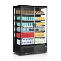 Vitrine réfrigérée PC1250B - 2 portes vitrées, 3,14 m² de surface, noir RAL9005, garantie 2 ans