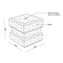 Bloc béton anti-intrusion - BLOCLEST 700 - lestage 850 kg - 700x700x700 mm