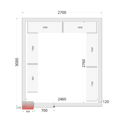 Chambre froide négative CRNF2730 Blanc 2700 x 3000 x 2200 mm TEFCOLD