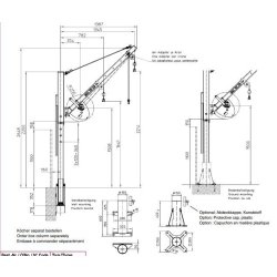 Potence de levage - Haacon France - charge admissible 550 kg - version zinguée ou inox - flèche réglable 800-1300 mm
