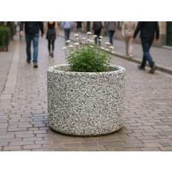 Jardinière pour espace public ronde en béton - Article 230 - Diamètre et hauteur variables - Résistante aux climats marins et personnalisable