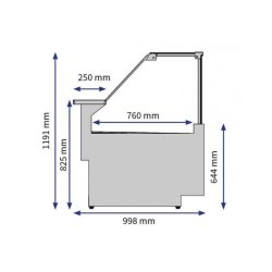 Vitrine canalisable - Froid ventilé, acier inox, vitrage rabattable - Référence: ONYX 76-EXT90-N/VD