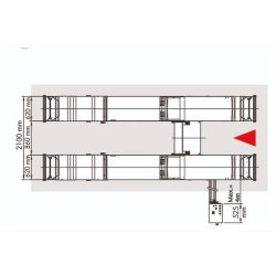 R44ctltiw pont elevateur hydrau.Lique ciseaux prise sous roues version encastree avec geometrie