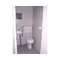 Bungalow de chantier / monobloc / sanitaire / aménagé / ossature en métal / parois en panneau sandwich / isolé / 2.42 x 1.18 m