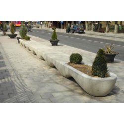 Jardinière en béton Wave - J130, J71 - Blanc et gris - 190 x 80 x 45 cm