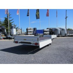 Remorque plateau Humbaur HT 356121 - 2 essieux, roues dessous, ridelles alu, 6100x2100 mm