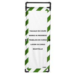 Barrière d'intervention 1 panneau PVC ou Inox 304 - H. 1 000 ou 1 800 mm, polyester velcro - Rayé vert / blanc (Travaux en cours) / 1800 / PVC