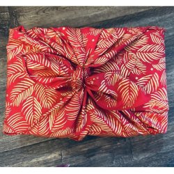 Furoshiki Paradis doré rouge/or réutilisable 55x55 cm