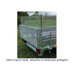 Remorque mutli-usage ridelle arrière rabattable, roues extérieures,1 essieu, PTC 750 kg - ECIM - RE 254 SF