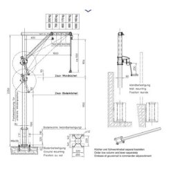 Potence de levage - Haacon France - alliage d'aluminium - charge admissible 160 kg - flèche réglable 600-1000 mm