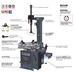 AS922DVW - Monte/Démonte-pneus automatique 400V avec blocage extérieur de 10 à 22 pouces - moteur 2 vitesses
