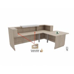 Bureau d'accueil d'angle avec accès PMR Delta Plus - Mobel Linea - 224, Acacia clair, Non