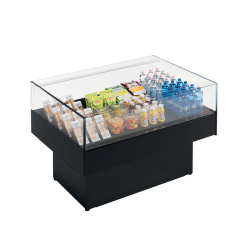 Îlot réfrigéré LINA 2 EUROVITRINE - bac réfrigéré positif avec 4 vitres panoramiques en verre trempé, dégivrage automatique, noir