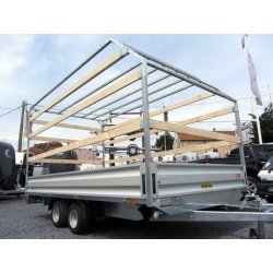 Remorque plateau Humbaur HN 304121 - 2 essieux, roues surbaissées, ridelles alu, PTAC 3000 kg