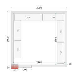 Chambre froide négative CRNF3030 Blanc 3000 x 3000 x 2200 mm TEFCOLD