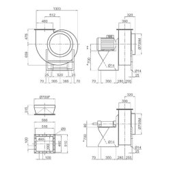 VSM 70 - Ventilateur centrifuge industriel Plastifer - 222 kg - Moyenne pression, volute et turbine polypropylène UV