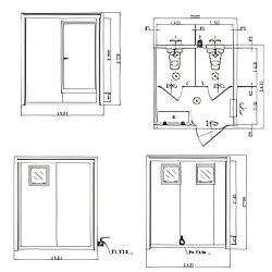 Cabine wc double raccordable 240cm x 240cm x 265cm