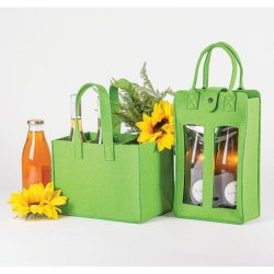 Sac feutrine vert 6 bouteilles -
