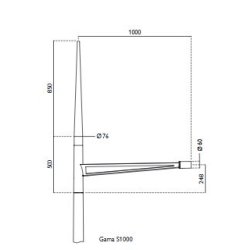 Mât d'éclairage public cylindro-conique gama / hauteur 6 - 8 m / en acier galvanisé / diamètre base 76 mm