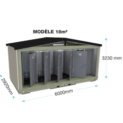 Toilettes publiques extérieures pmr bali / 4 wc / 4 cabines / 6 x 2.92 x 3.23 m