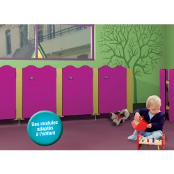 Cabines sanitaires baby - Hauteur 100 cm - Épaisseur parois 10 mm avec calage anti-pince doigt