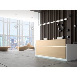 Banque d'accueil droite classique en bois - AVANT, design adaptable à tout environnement