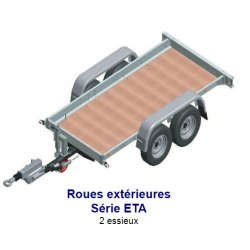 Remorque à châssis-nus prêts à carrosser, roues extérieures 1 essieu, PTC 750 kg - Série ETA - ECIM - ETA 09 16 075 SF